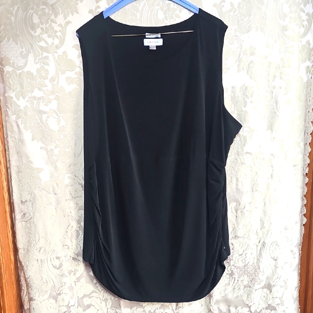 Calvin Klein Black Asymmetrical Sleeveless Tank Top